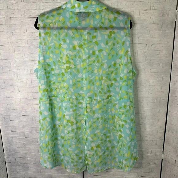 Lane Bryant sheer sleeveless blouse, colorful, business casual top plus size - Picture 2 of 9